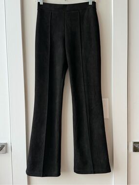 Sanctuary x Anthropologie Black Flare Suede-Feel Pants